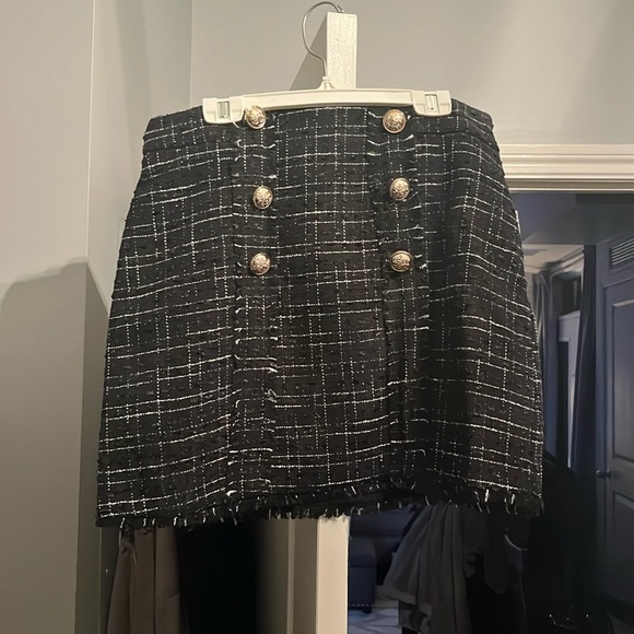 Matching Set ! Checkered Tweed Skirt and Vest - Picture 2 of 4